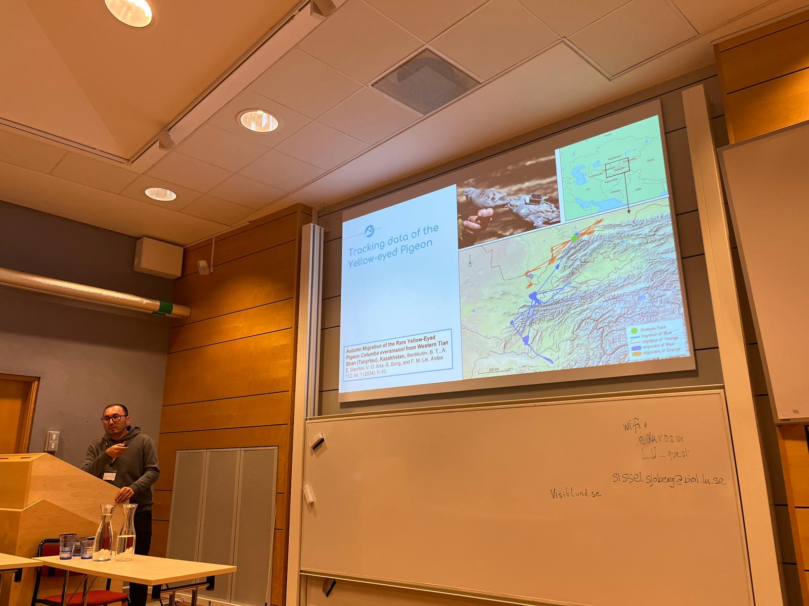 Выступление Бердикулова Бекжана Талгатовича на учебной конференции курса по экологии минраций животных 